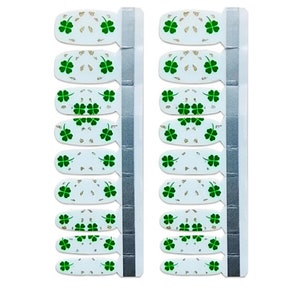 Irsh lucky green white real nail polish strips M201 street art wraps image 2