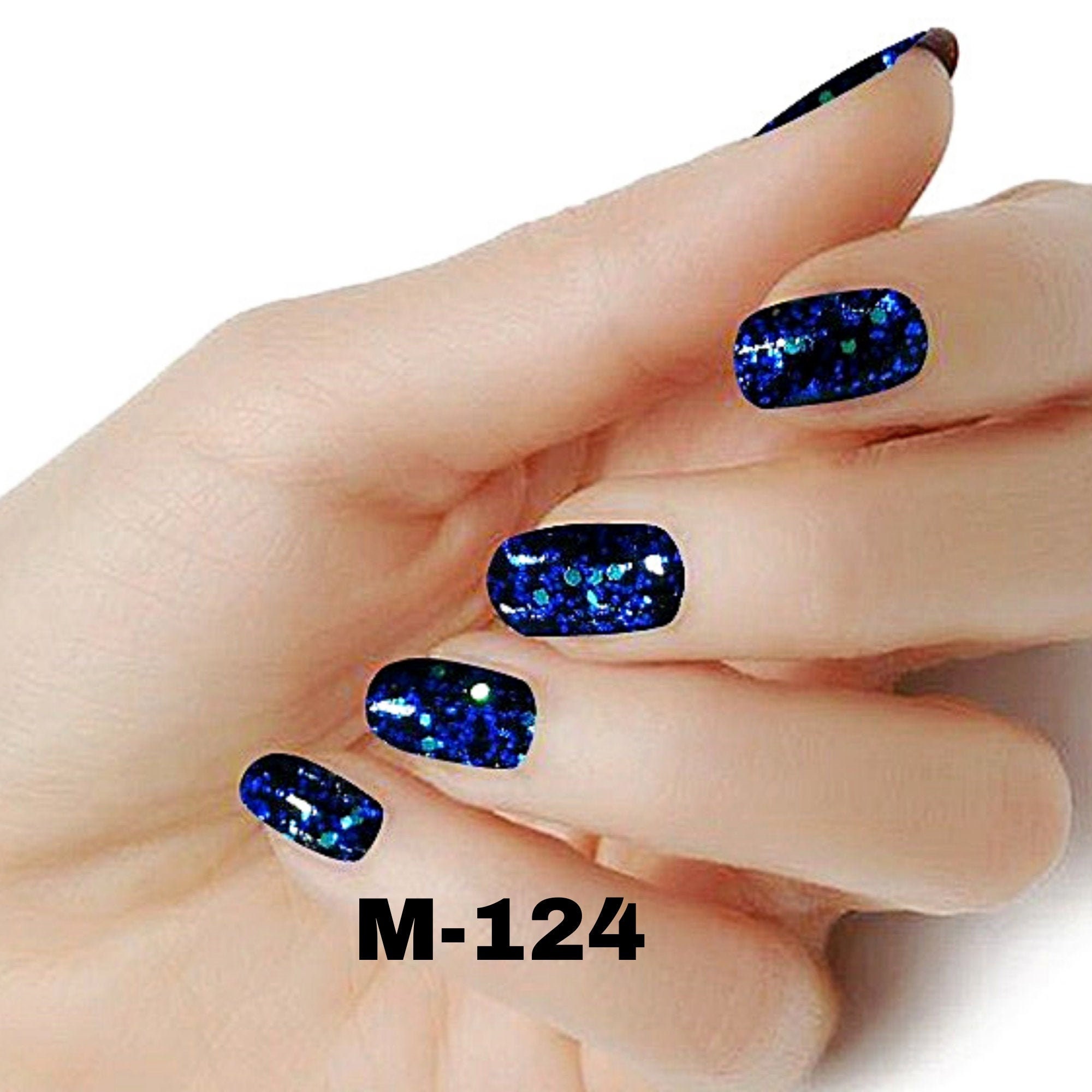Blue Color Glitter Real Nail Polish Strips M124 Street Art - Etsy