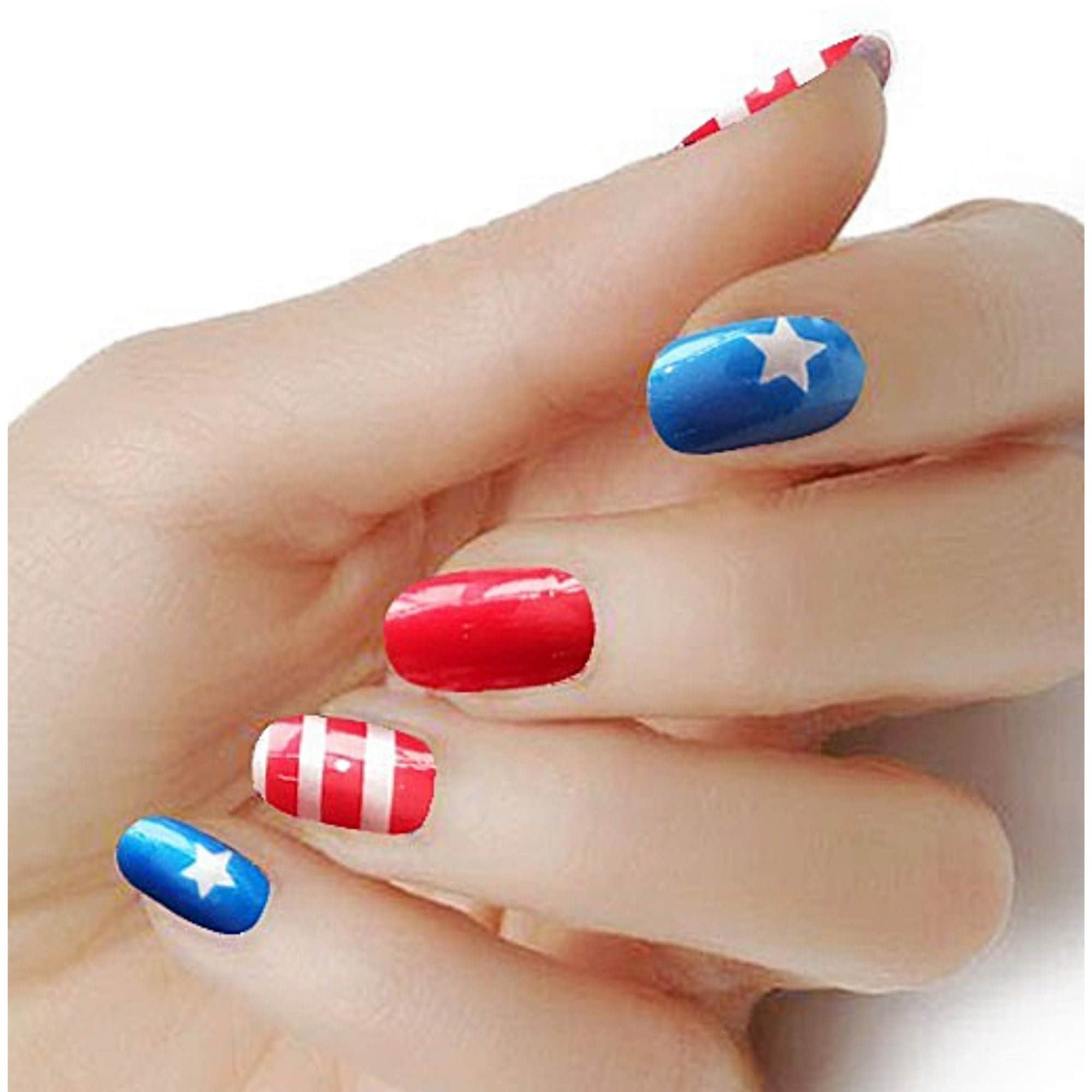 Flag Red White and Blue Color Wraps Real Nail Polish Strips - Etsy