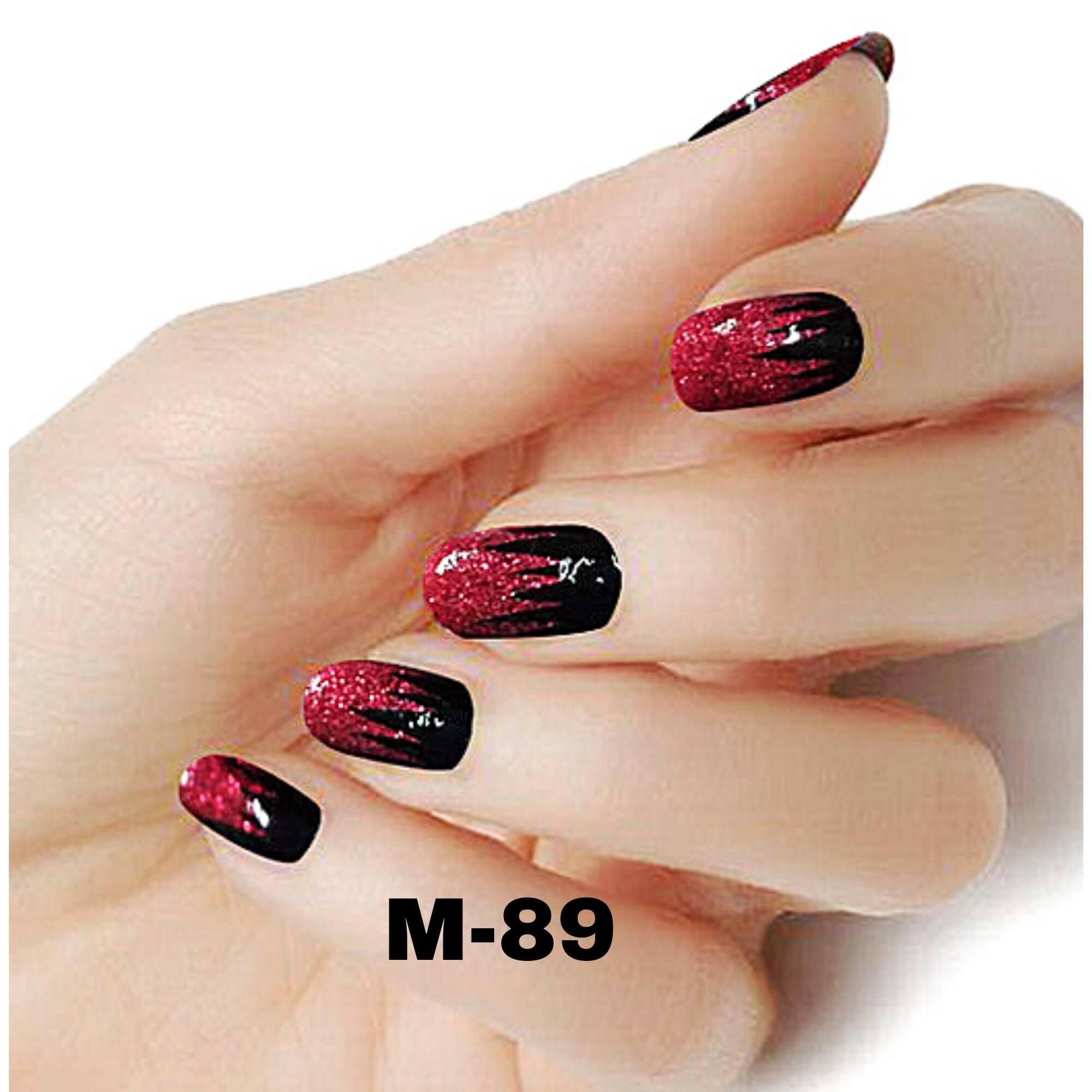Halloween Red and Black Glitter Strips Color Real Nail Polish - Etsy