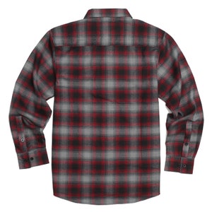 YAGO Men's Casual Plaid Flannel Long Sleeve Button Down Shirt Red/AC7 S-5XL image 2