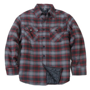 YAGO Men's Casual Plaid Flannel Long Sleeve Button Down Shirt Jacket Gray/Red, AC7 (S-5XL)