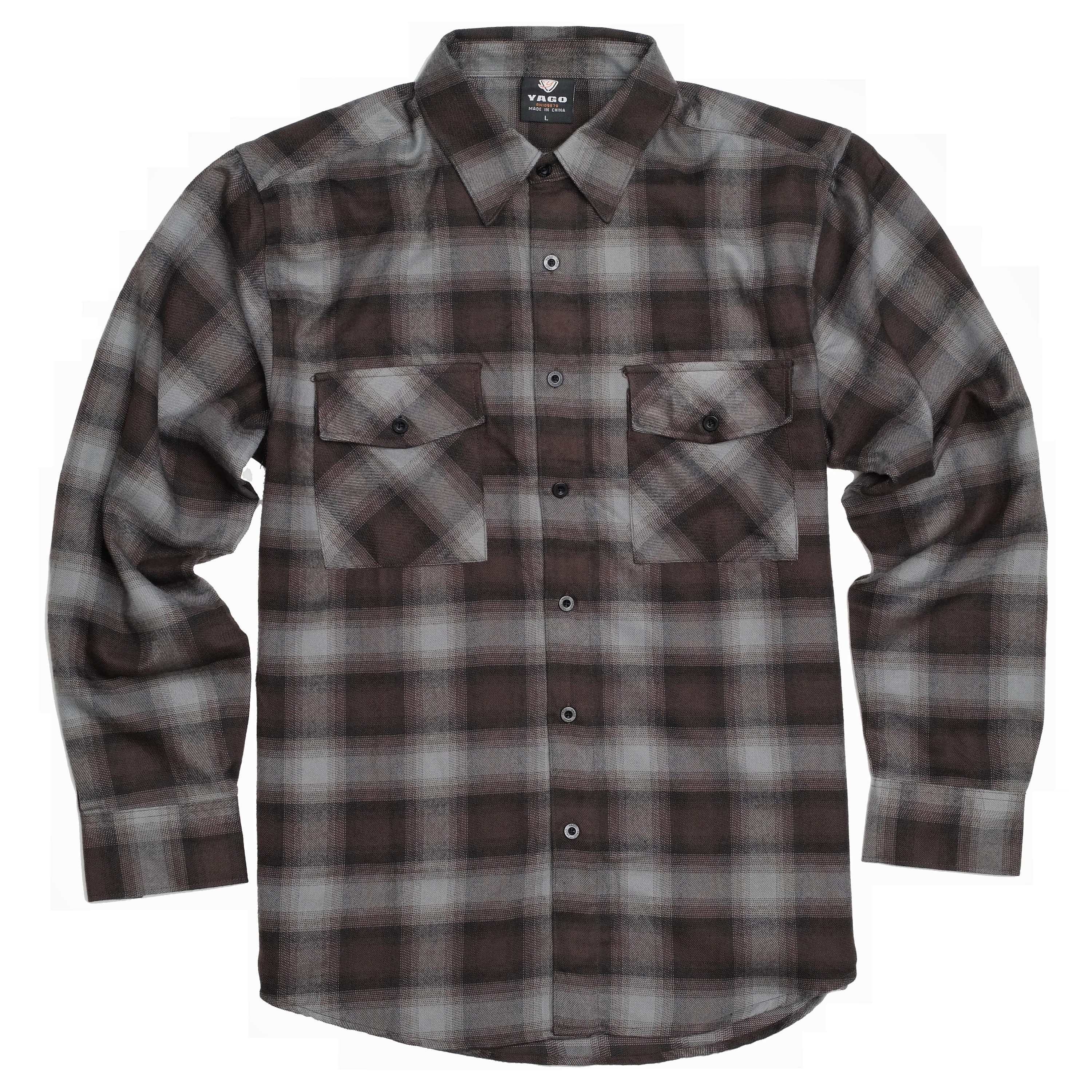 YAGO Men's Casual Plaid Flannel Long Sleeve Button Down