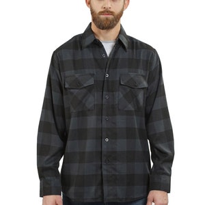 YAGO Men&#39;s Casual Plaid Flannel Long Sleeve Button Down Shirt Charcoal Gray,A3 (S-5XL)