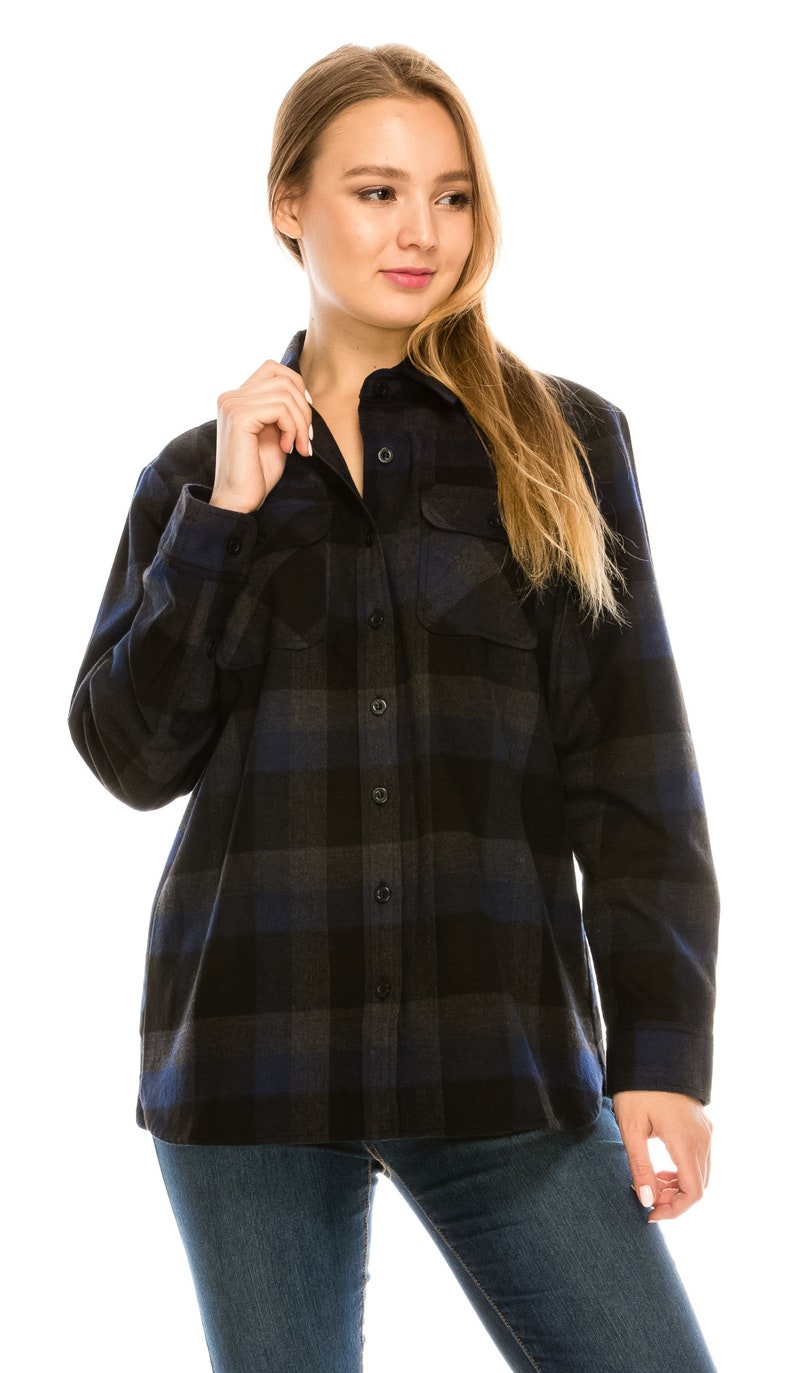 YAGO Women's Plaid Flannel Button Down Casual Shirt | Etsy