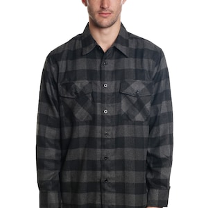 YAGO Men&#39;s Casual Plaid Flannel Long Sleeve Button Down Shirt Gray,A3B (S-5XL)