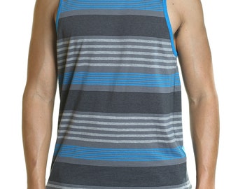 YAGO Men's Casual Striped Tank Top Shirt for Indoor & Outdoor (Black/Gray, Z3)