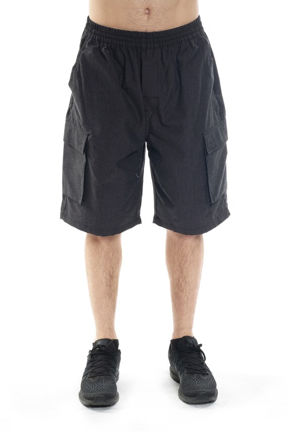 men's elastic drawstring cargo shorts