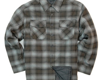 YAGO Men's Casual Plaid Flannel Long Sleeve Button Down Shirt Jacket Gray/Brown/A22 (S-5XL)
