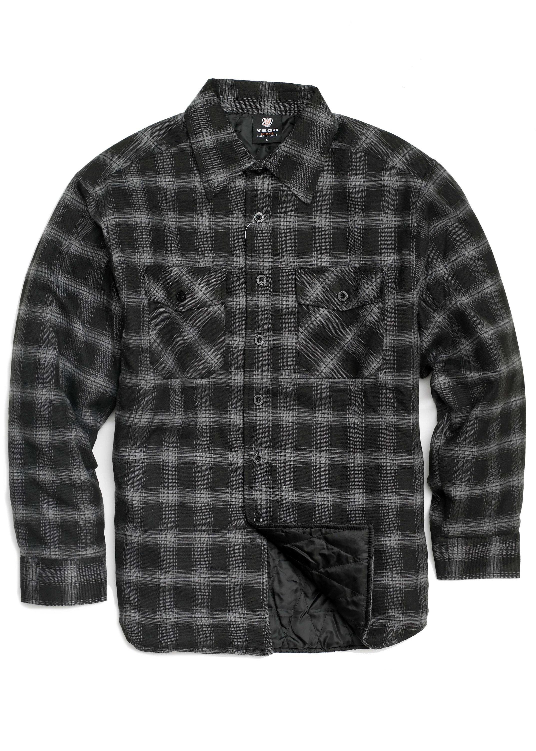 YAGO Men's Casual Plaid Flannel Long Sleeve Button Down