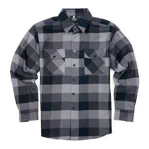 YAGO Men&#39;s Casual Plaid Flannel Long Sleeve Button Down Shirt Gray,B4B (S-5XL)