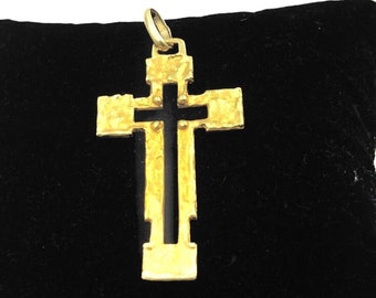 Croix vintage des années 1970 en or jaune 18 kt