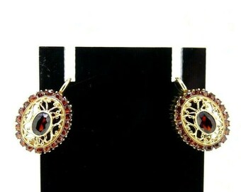 ORANGE Color Glitter Stars and Hanging Rhinestone Link Chains Earrings 8.5 cm long Light and Beautiful!