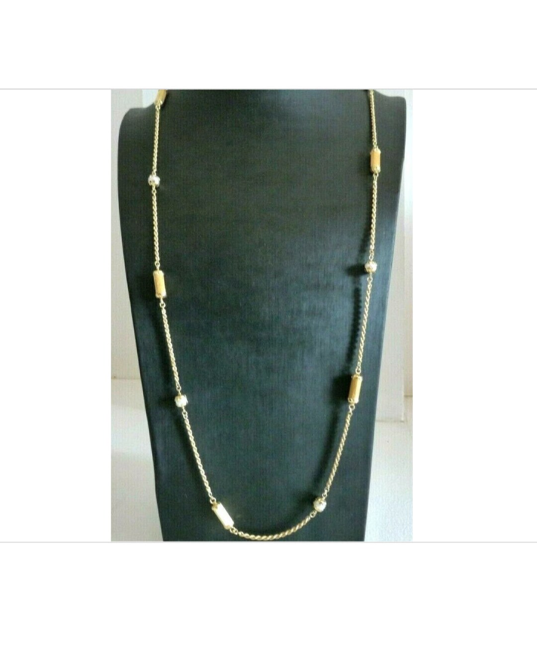 Collier Long Vintage En Or 18 Carats Avec Perles - Années 50 - Longueur 91 Cm - Fabriqué En Italie