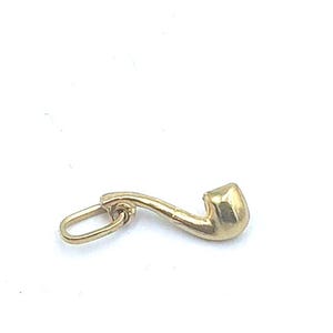 Ciondolino vintage anni '70 a forma di pipa in oro giallo massiccio 18 kt