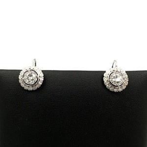 Vintage 1950s women's earrings with diamonds in solid 18 kt white gold Made in Italy with floral decoration