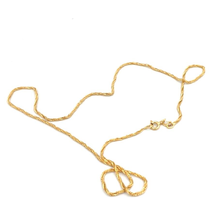 Collier Vintage Années 70 - Chaîne Tressée En Or Massif 18K - 46 Cm - Fait En Italie