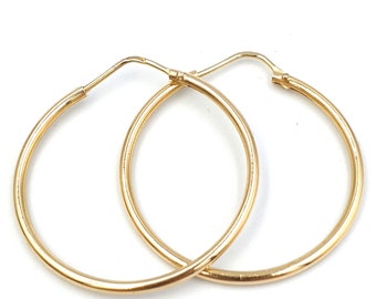 Boucles d'oreilles créoles pour femmes italiennes vintage des années 1970 en or massif 18 kt