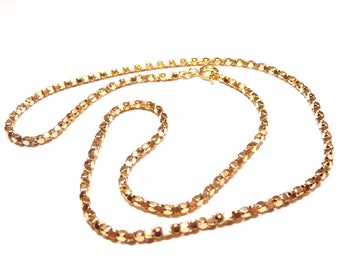 Vintage 1970s Italian tubular link necklace for women in solid 18 kt yellow gold