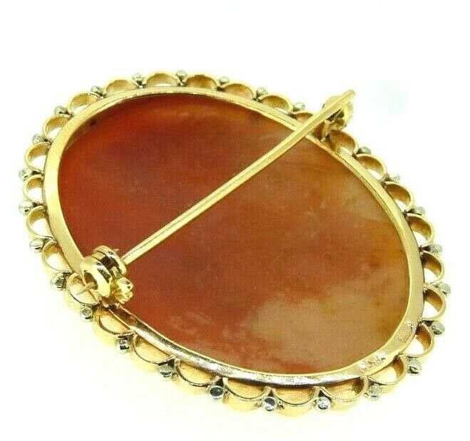 Broche Vintage Années 60 En Or 18K Avec Camée - Or Blanc Et Jaune - Bijou Ancien Raffiné