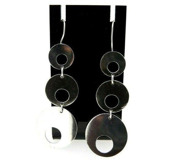 Optical-style 60s vintage earrings in solid silver
