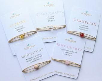 Bracelet de pierres précieuses, bracelet de pierres précieuses, bracelet de souhaits, bracelet d’amitié, bracelet de cartes, cadeau pour petite amie, petit cadeau