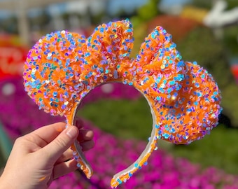 Orange Iridescent Sequin Mouse Ears!