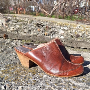 Clogs Slides Low Heel,Clog Leather  Mules, 40eu