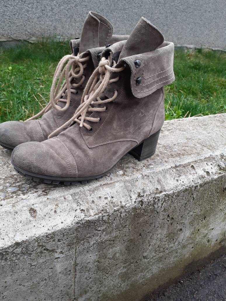 Suede Combat Boots - Etsy