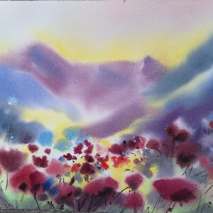 The Song of the Flowers, Watercolor Artwork Original, Aquarele Original Painting