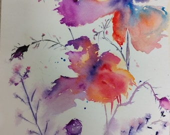 Original Watercolor Painting, Flowers,25x35cm