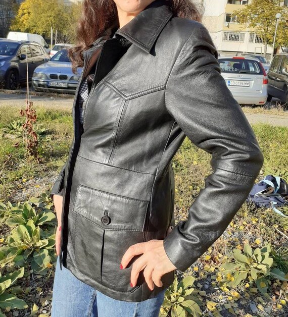 Black Jacket Vintage 80's Semi-fitted - Etsy