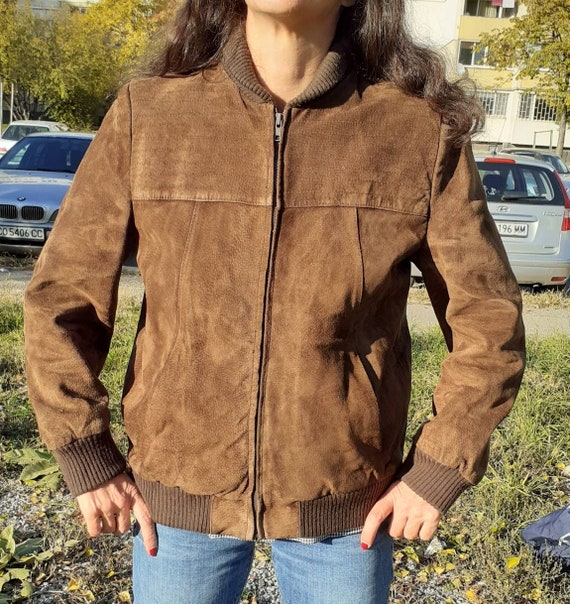 Brown Suede Jacket Warm Lining 40 