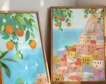Amalfi Coast Print Set: Italy Illustration Art (Digital Download)