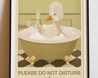 Bathroom Wall Art, Vintage Poster, Funny Duck Toilet Art, Quirky Bath Art, Goose Print  (Digital Download)