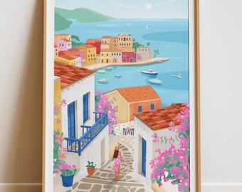 Greece Art Print: LefkadaTravel Poster, Mediterranean Decor (Digital Download)