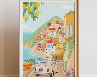 Positano Coast Print: Italy Travel Poster, Amalfi Art (Digital Download)
