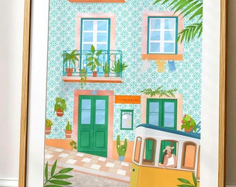 Lisbon City Art Print: Portugal Travel Poster (Digital Download)