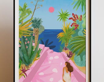 Island Jungle Disco, Colorful Wall Art (Digital Download)