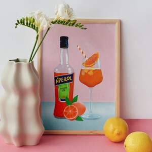 Cócteles, impresión de arte, decoración de arte de cocina, bebidas alcohólicas, colgante de pared, cartel de cócteles, Aperol Spritz,