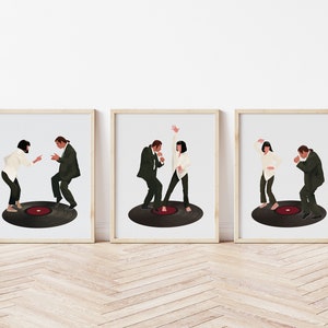 Pulp Fiction, Wall Art Print Set de 3, Movie Poster Set, Jack Rabbit Dance, Tarantino Cinema, Couple gift idea, Carteles de cine