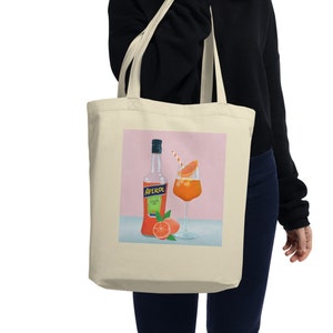 Aperol Spritz Eco Tote Bag: Illustrated Cocktail Canvas Bag