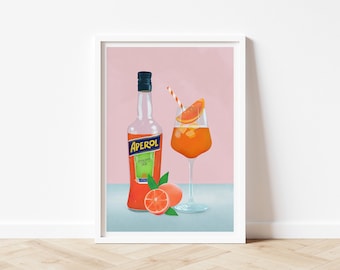 PRINTABLE Aperol Spritz, Cocktail, Kitchen Wall Art, Alcohol Print, DIGITAL DOWNLOAD, Kitchen art, Aperol spritz