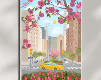 New York Cityscape Watercolor Print: Travel Poster (Digital Download)