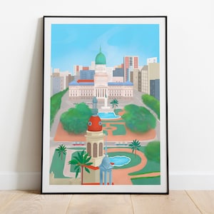 Cartel de viaje imprimible de BUENOS AIRES, arte de pared de Argentina, arte de descarga digital, paisaje urbano