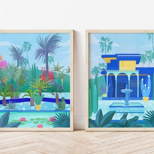IMPRIMIBLE Marruecos, impresiones de arte de pared, Jardins Majorelle, juego de 2, carteles de viaje, DESCARGA DIGITAL