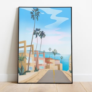 Imprimible, arte de pared de California, cartel de descarga digital, ilustración de LA, arte instantáneo