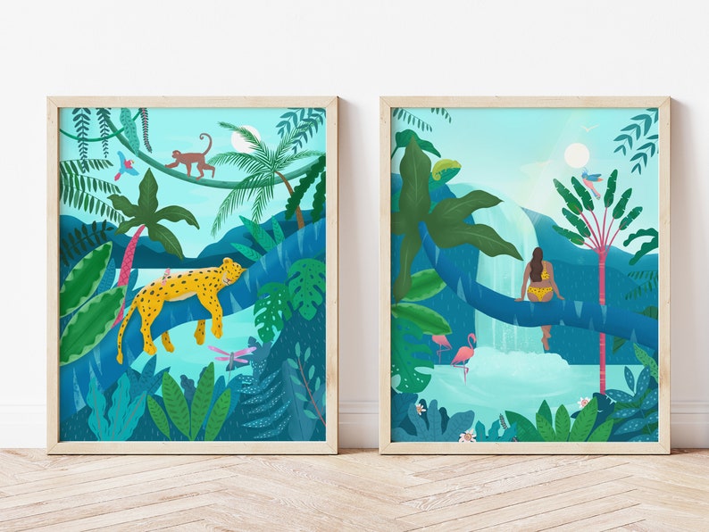 PRINTABLE Tropical Wall Art Print Set of 2 Botanical Etsy