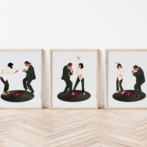 PRINTABLE Pulp Fiction, Wall Art Print Set of 3, DIGITAL DOWNLOAD Movie Poster Set, Jack Rabbit Dance, Tarantino Cinema