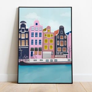 Amsterdam Houses Print: Colorful Cityscape Art (Digital Download)